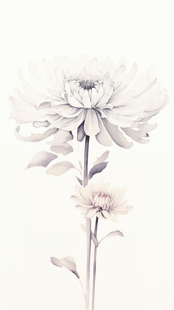Chrysanthemum ink chrysanths drawing flower.