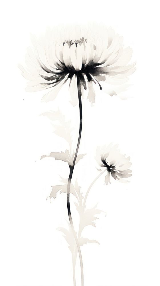 Chrysanthemum ink drawing flower sketch.