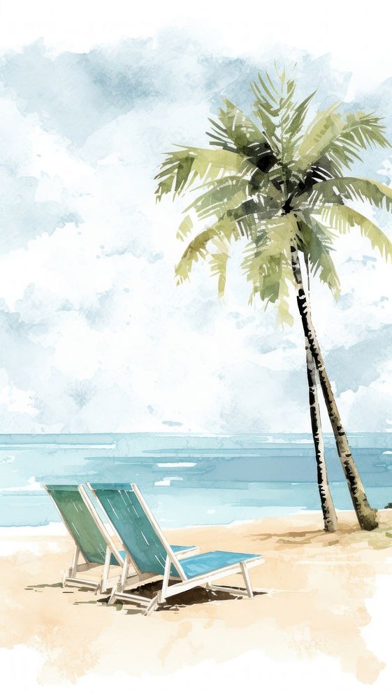 Coconut trees and beach chair furniture outdoors nature.