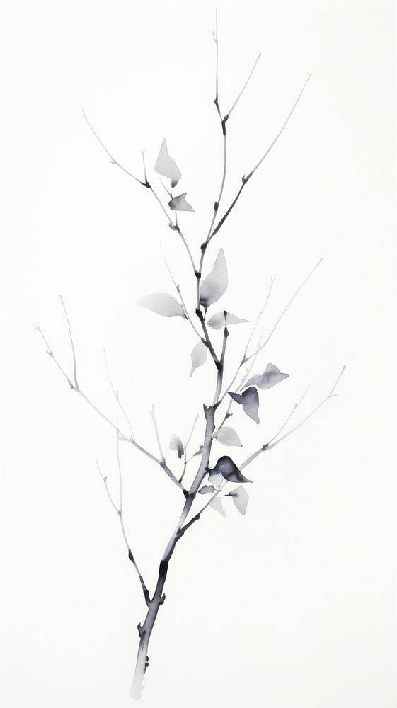 Dried Tree branch drawing sketch plant.