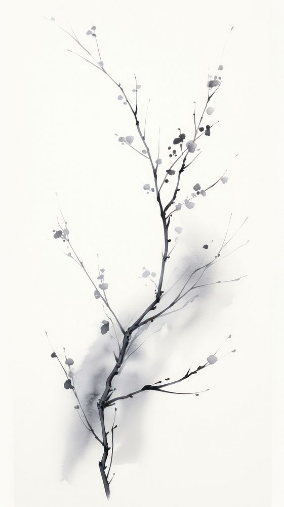 Dried Tree branch drawing sketch plant.