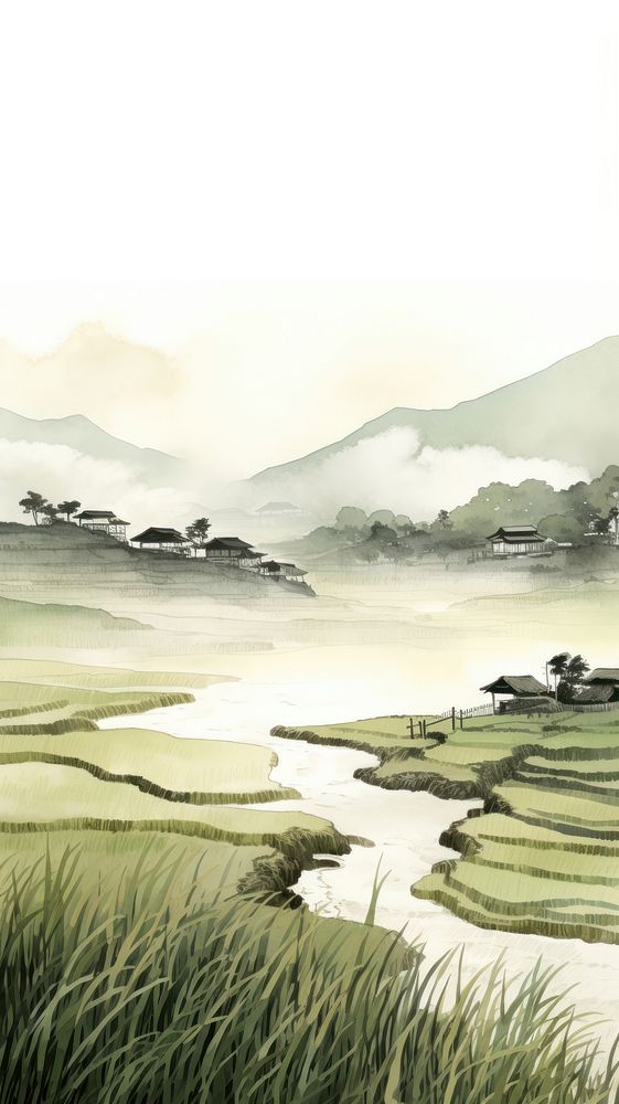 Tegalalang Rice Terrace Agriculture landscape outdoors painting.