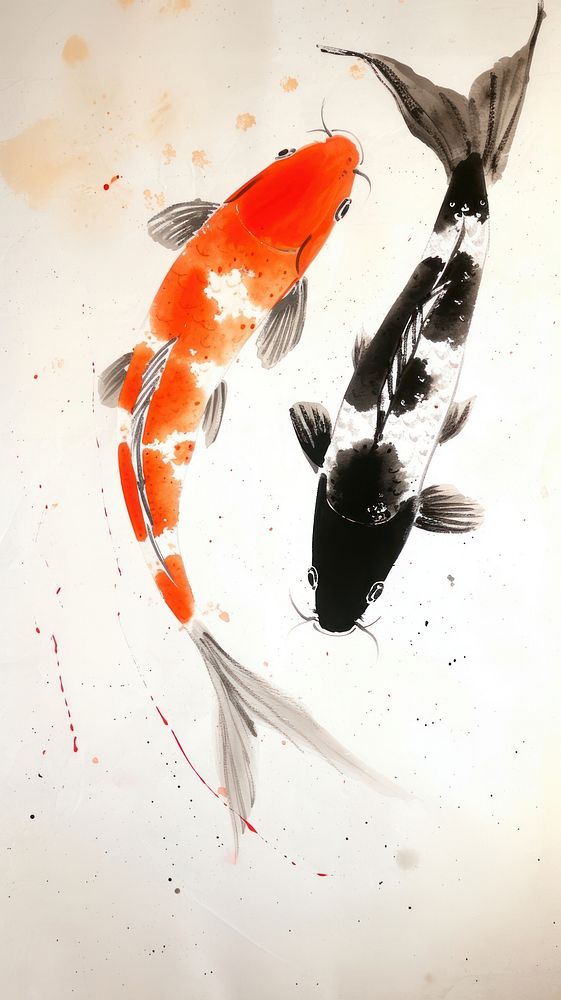 Two Koi fishs koi painting animal.