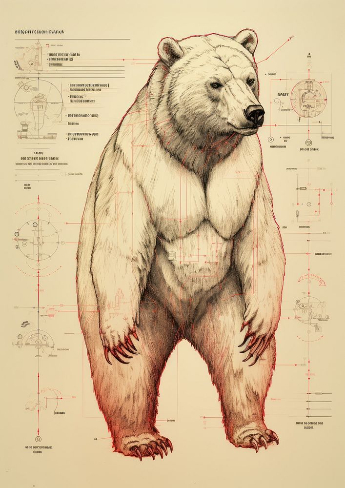 Adult bear drawing mammal representation.
