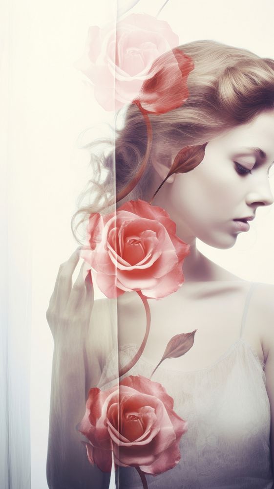 Woman and rose wallpaper portrait photography flower.