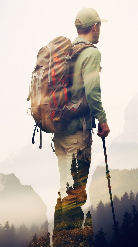 Photography of man backpacker wallpaper adventure outdoors hiking.