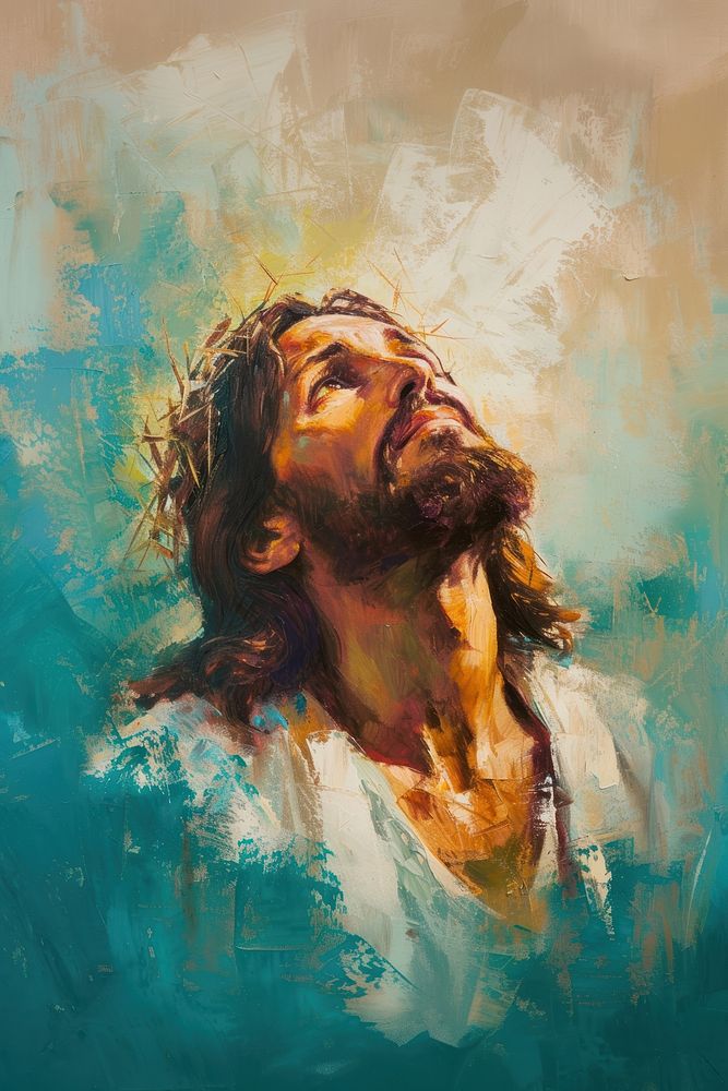 Jesus painting contemplation portrait.