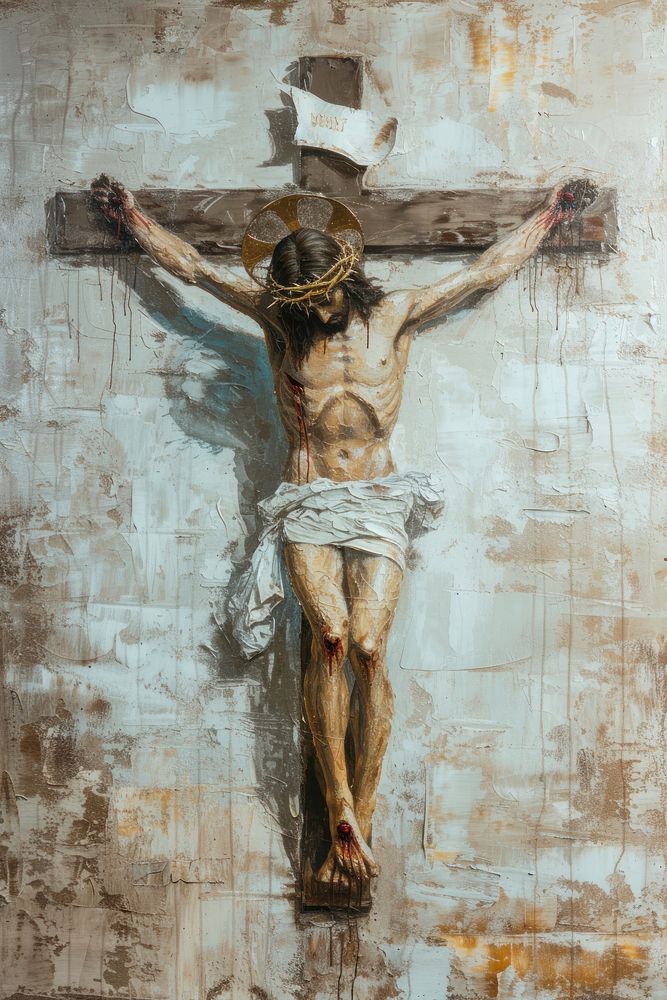 Rococo-style Christ cross crucifix painting | Premium Photo ...