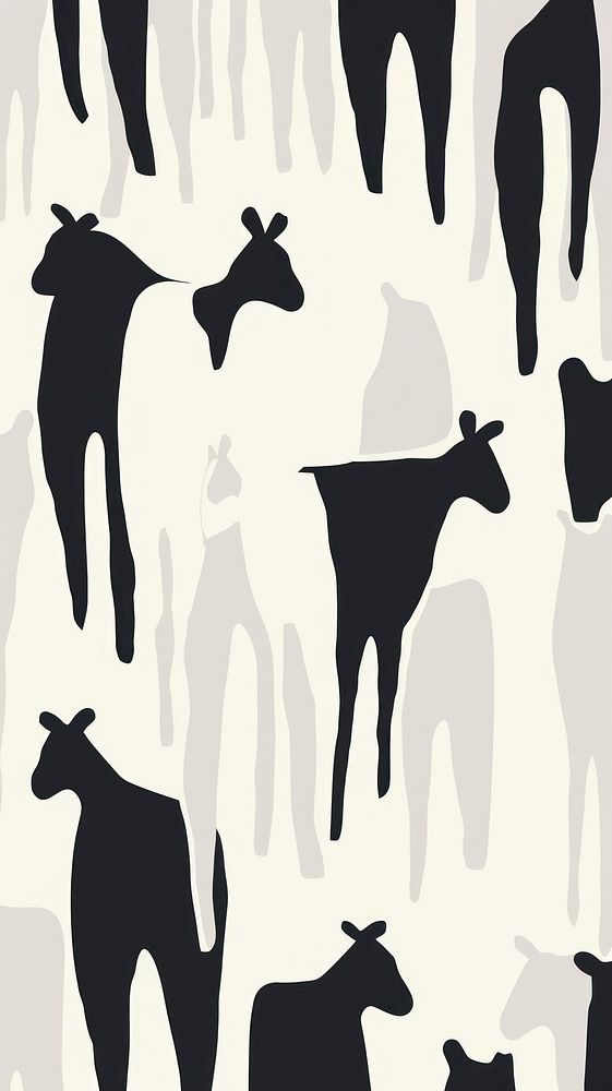 Stroke painting of cow wallpaper silhouette livestock pattern.