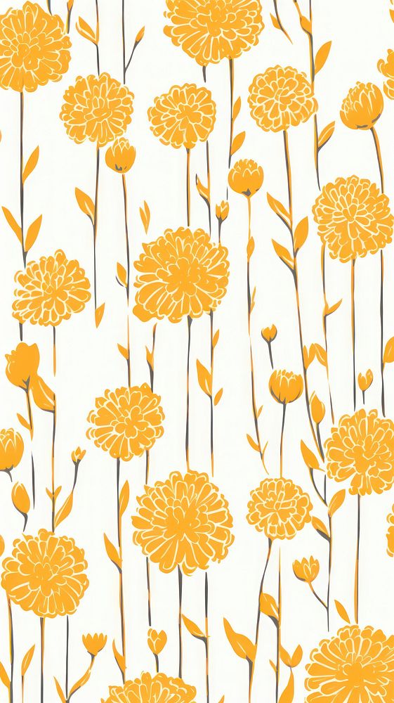 Stroke painting of marigold wallpaper pattern flower plant.