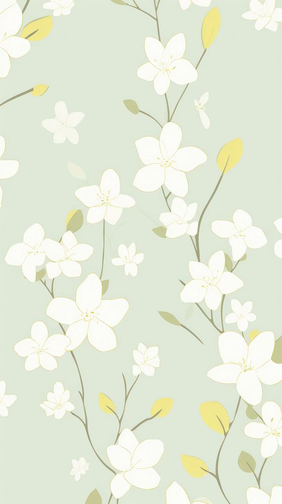 Stroke painting of jasmine wallpaper pattern flower plant.