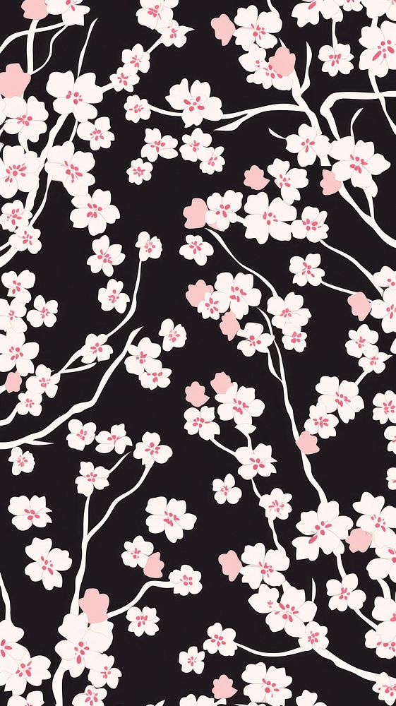 Stroke painting of sakura wallpaper pattern blossom flower.
