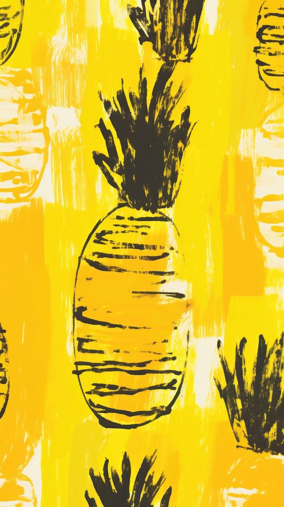 Stroke painting of pineapple wallpaper pattern fruit plant.