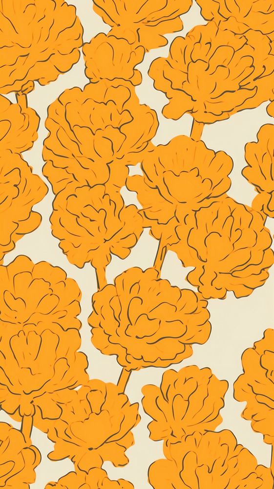 Stroke painting of marigold wallpaper pattern plant line.