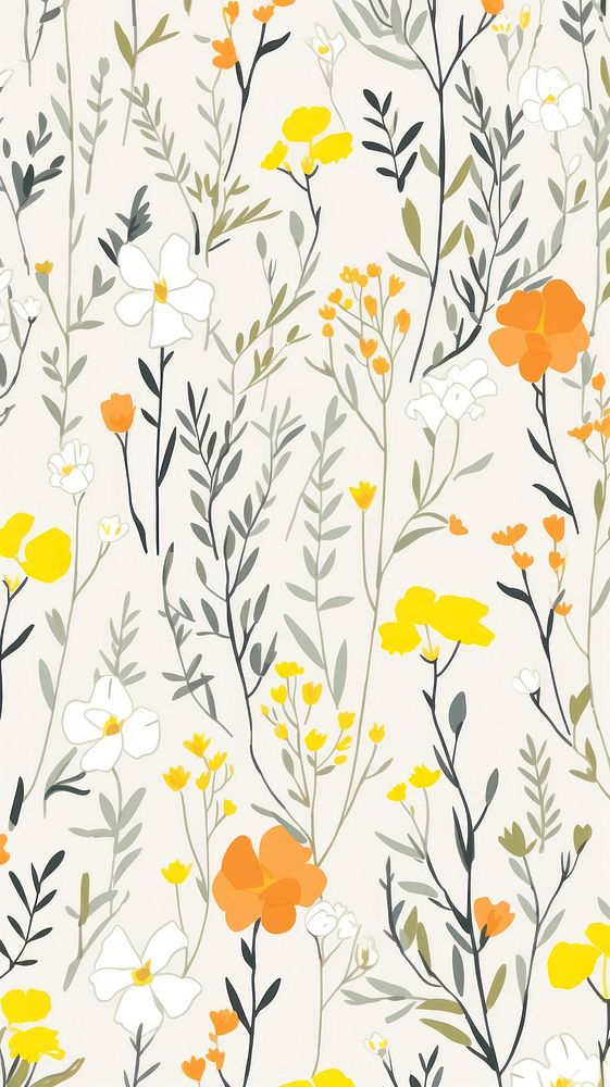 Stroke painting of wildflower wallpaper pattern plant line.