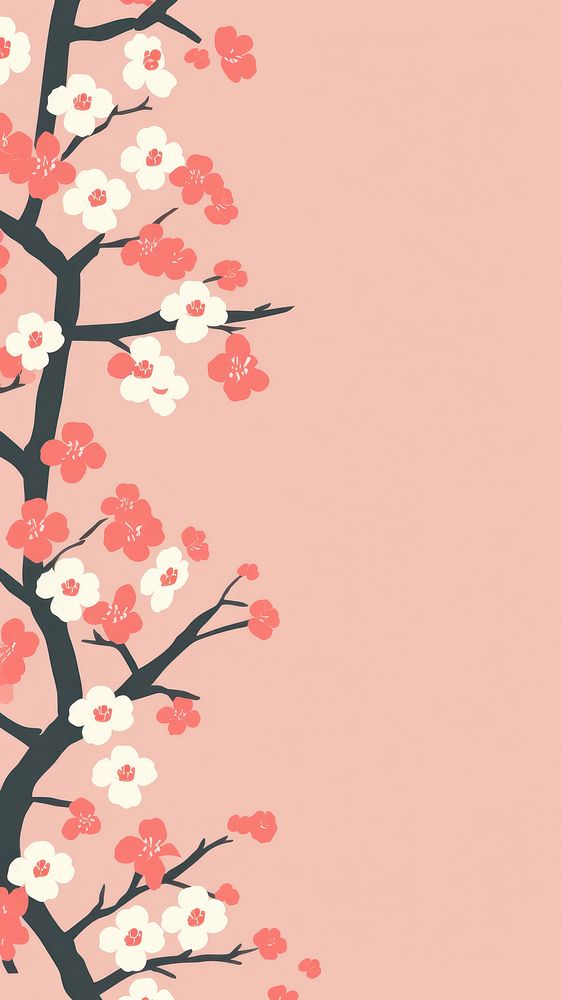 Stroke painting of cherry blossom wallpaper pattern flower plant.
