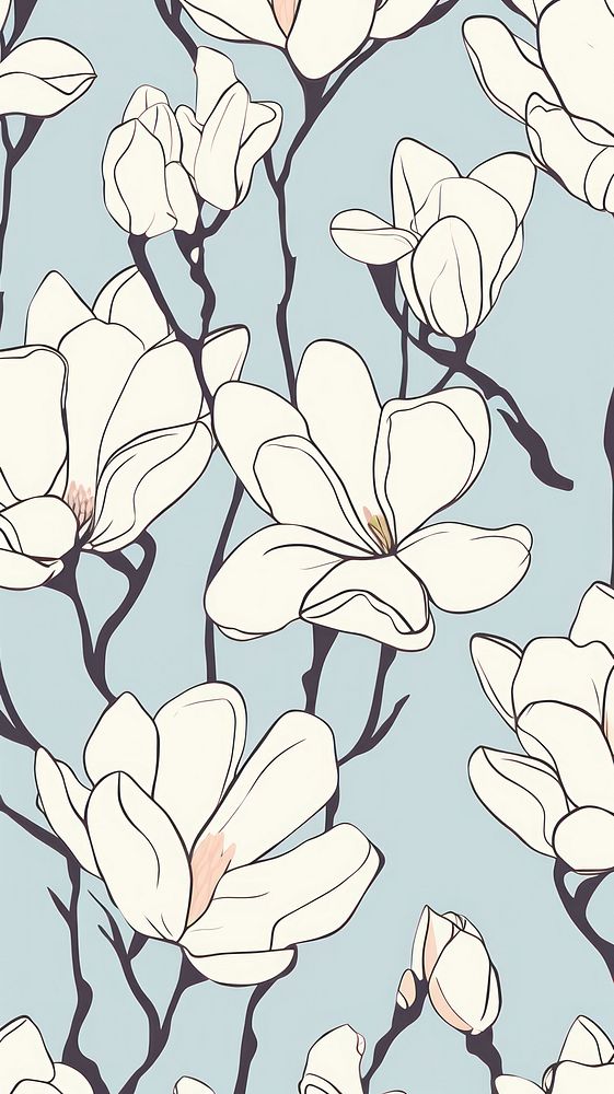 Stroke painting of magnolia wallpaper pattern blossom flower.