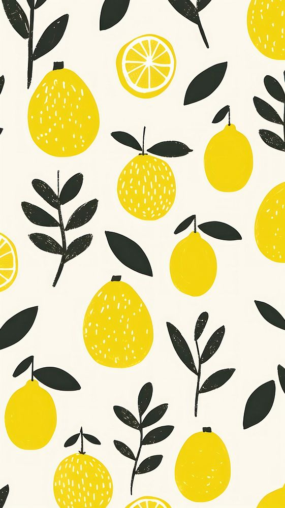 Stroke painting of lemon wallpaper pattern grapefruit plant.