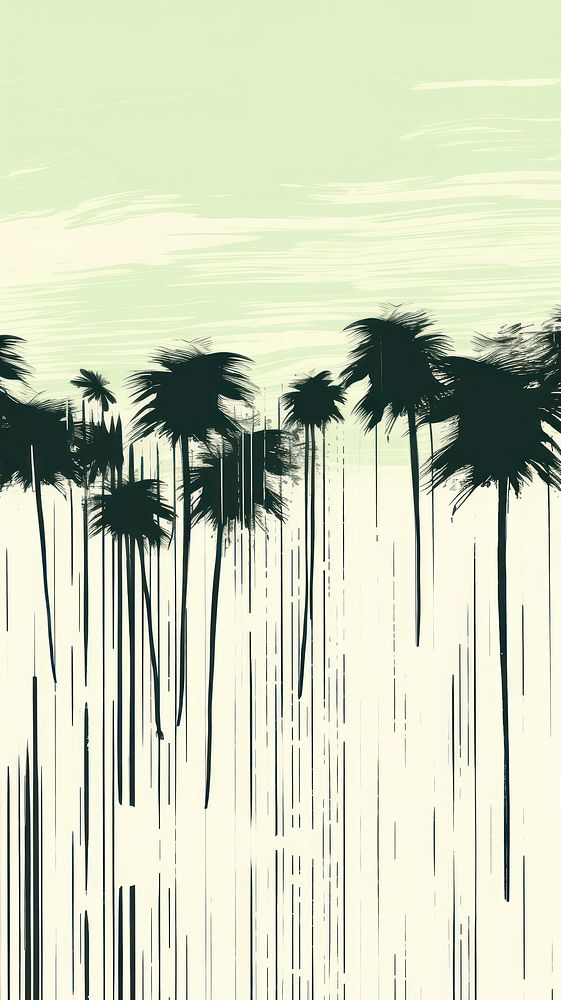 Stroke painting of coconut trees wallpaper silhouette outdoors pattern.
