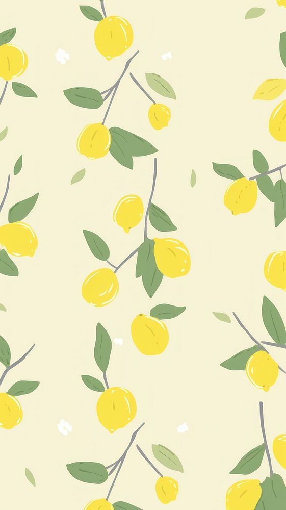 Stroke painting of lemon wallpaper pattern fruit plant.