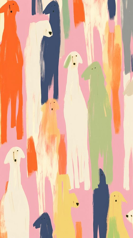 Stroke painting of dog wallpaper pattern animal bird.