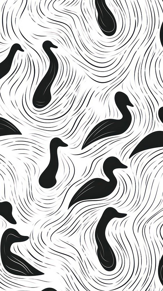 Stroke painting of duck wallpaper pattern line ink.