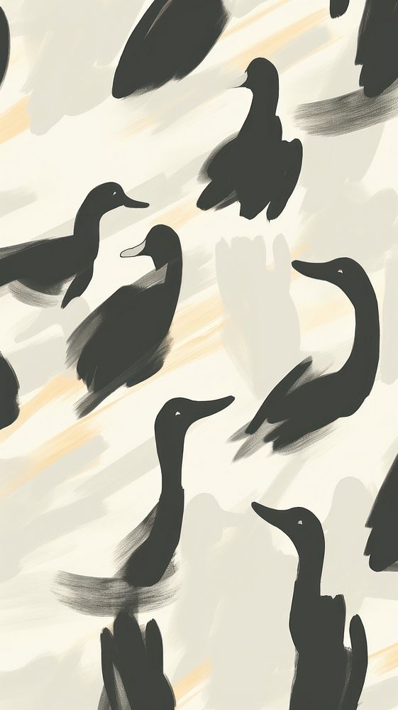 Stroke painting of duck wallpaper penguin pattern animal.