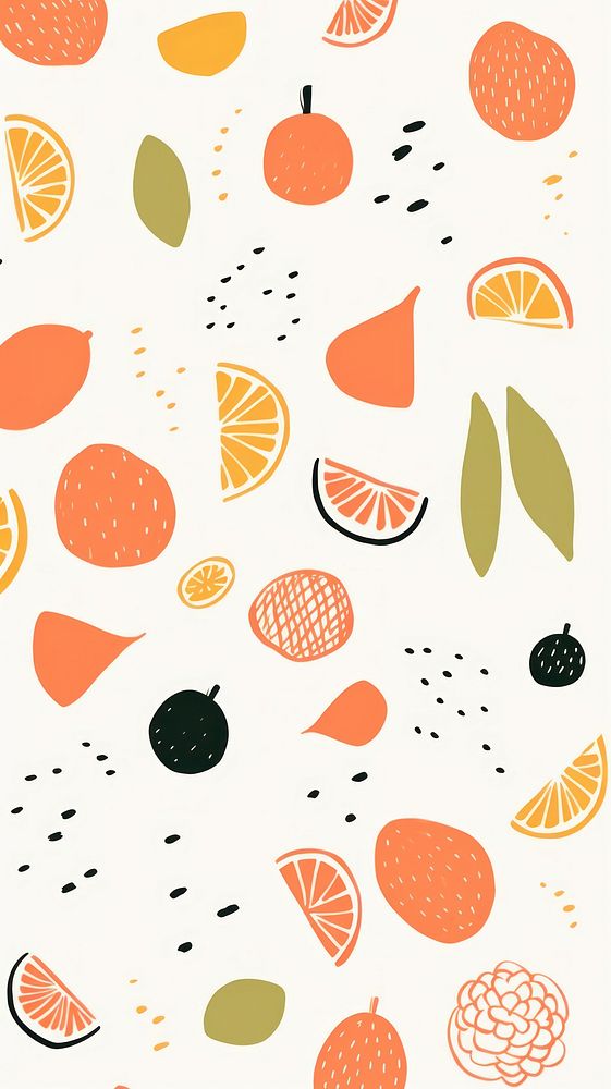 Stroke painting of fruit wallpaper pattern grapefruit plant.