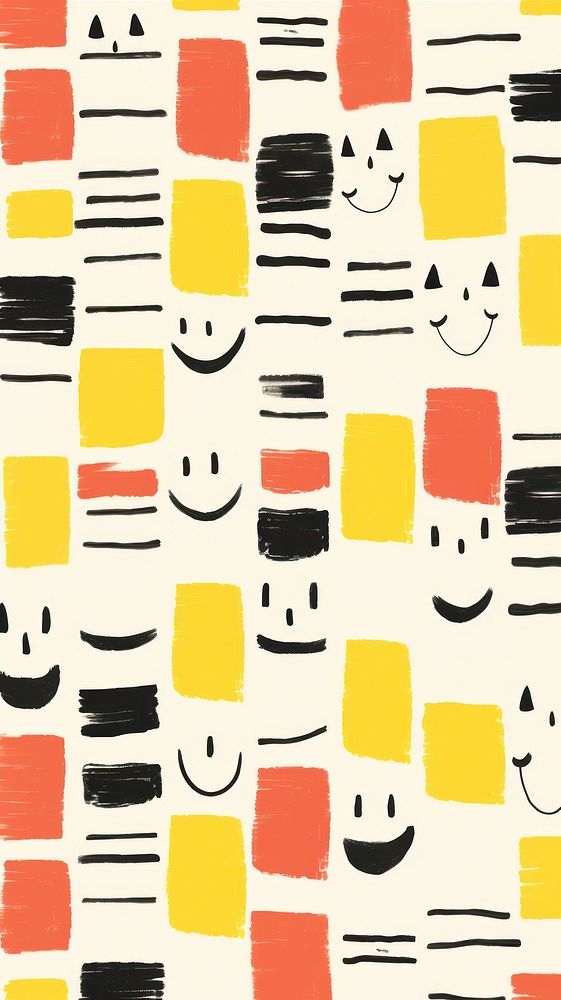 Stroke painting of smile face wallpaper pattern line art.