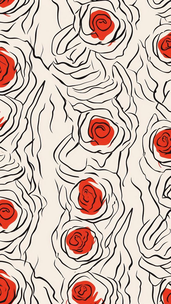 Stroke painting of rose wallpaper pattern plant line.