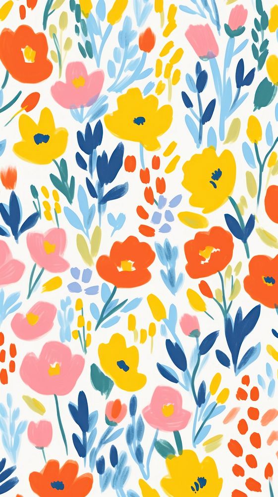 Stroke painting of florist wallpaper pattern line art.