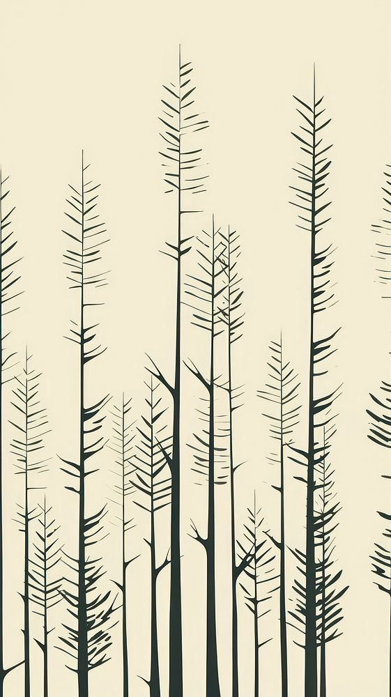 Stroke painting of pine tree wallpaper outdoors pattern drawing.