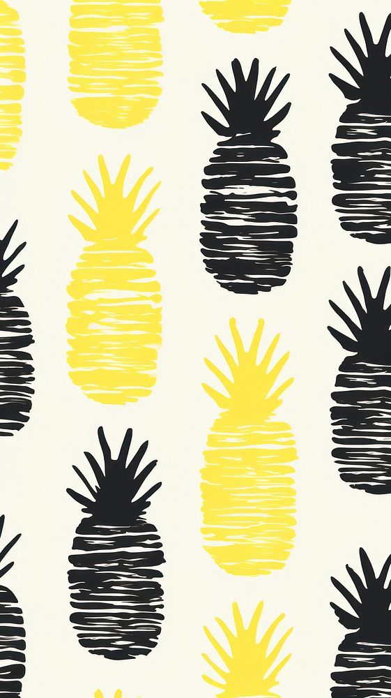 Stroke painting of pineapple wallpaper pattern plant fruit.