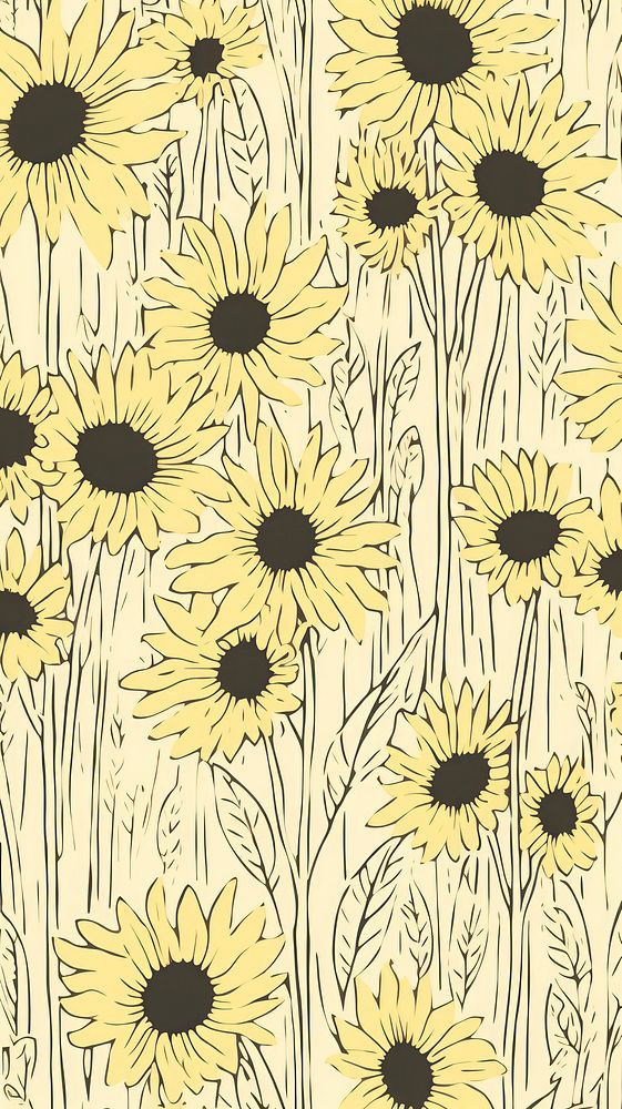 Stroke painting of sunflower wallpaper pattern plant line.