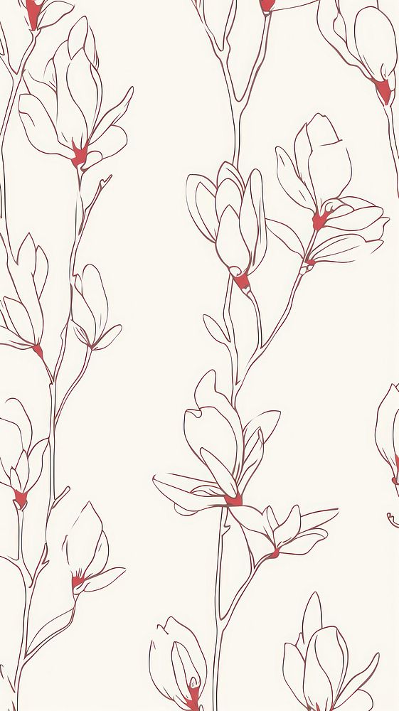Stroke painting of magnolia wallpaper pattern drawing flower.