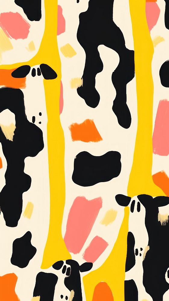 Stroke painting of cow wallpaper pattern line art.
