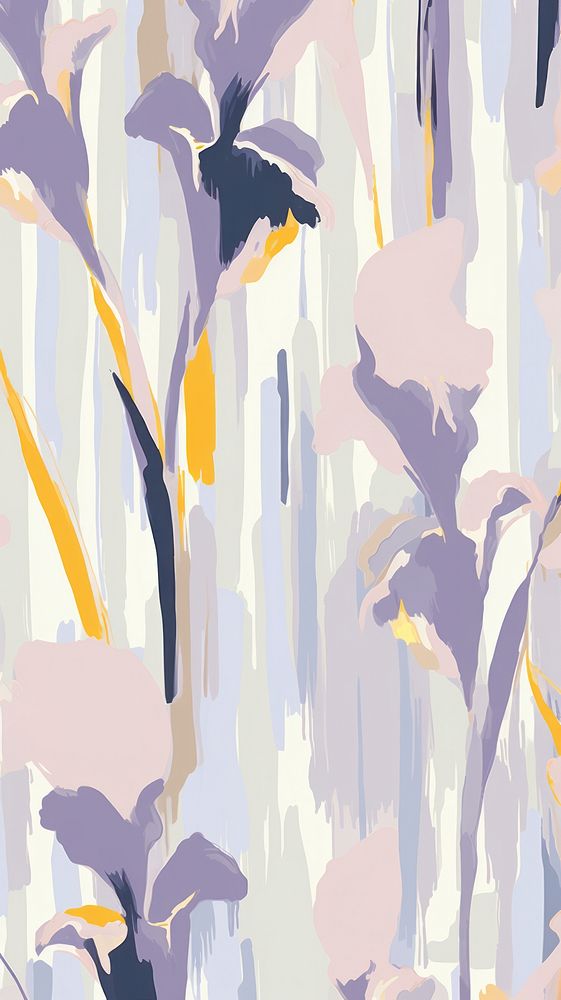 Stroke painting of iris wallpaper pattern line art.