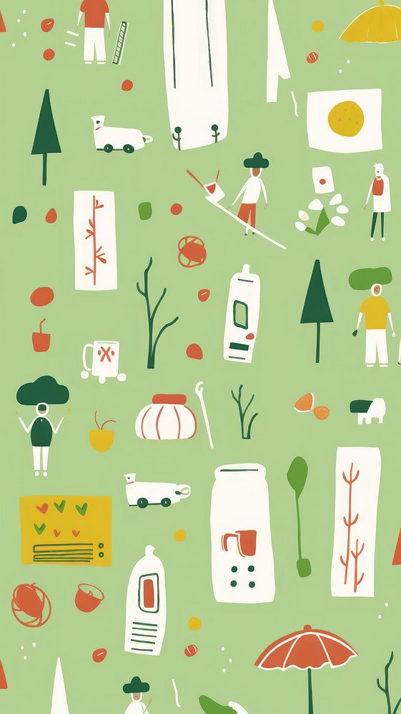 Picnic in the park wallpaper pattern backgrounds vegetable.