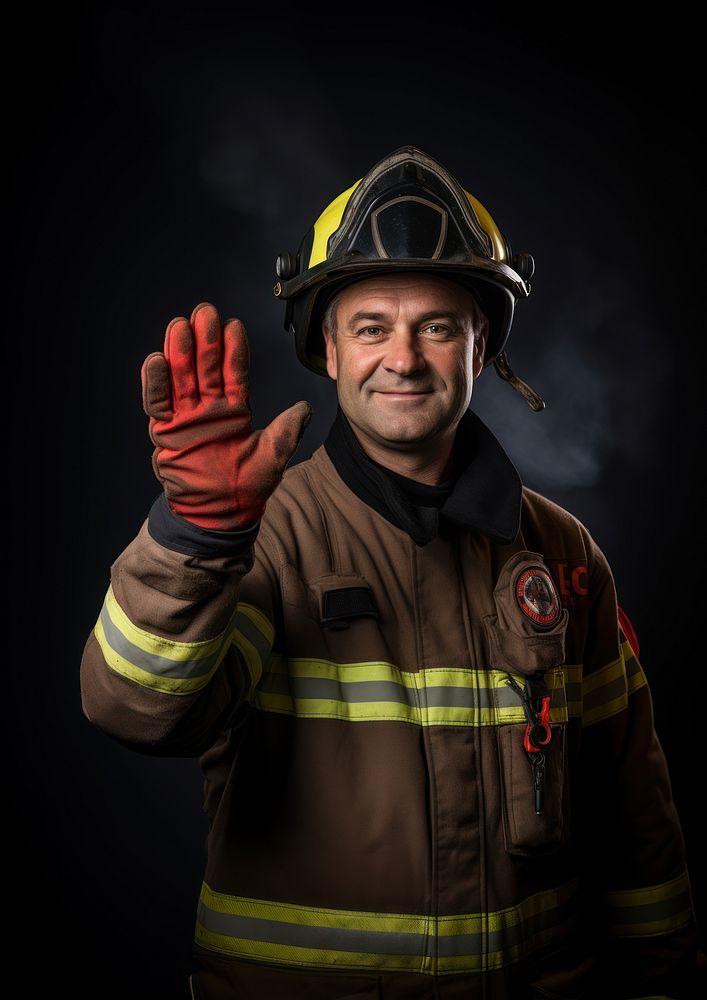 Firefighter portrait uniform helmet.