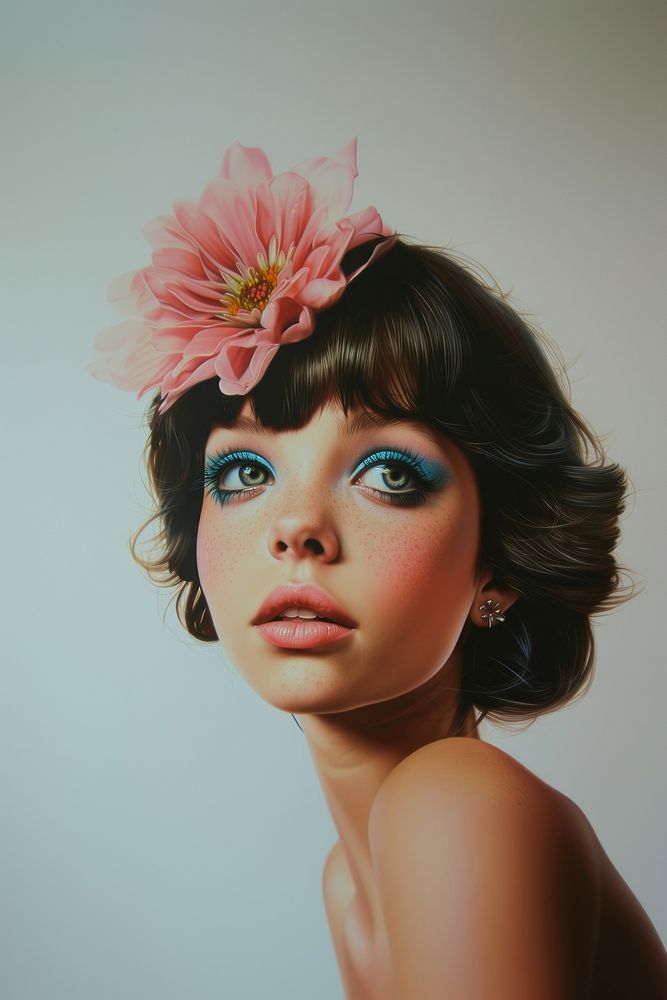 A younf girl flower painting portrait.