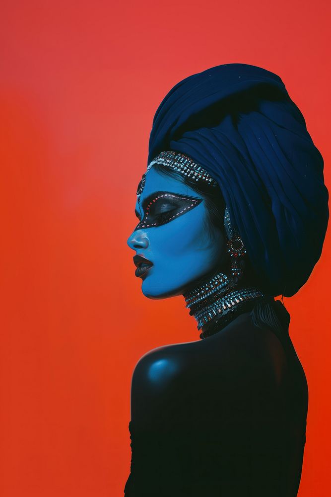 A fashion india model portrait adult blue.
