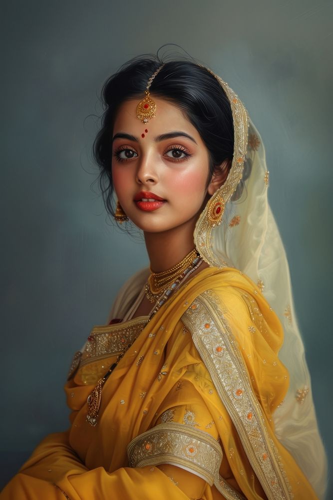 A young Indian woman model necklace portrait jewelry.