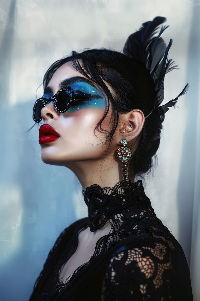 A fashion india model sunglasses portrait jewelry.