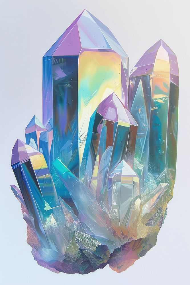 Iridescent crystal mineral quartz creativity.