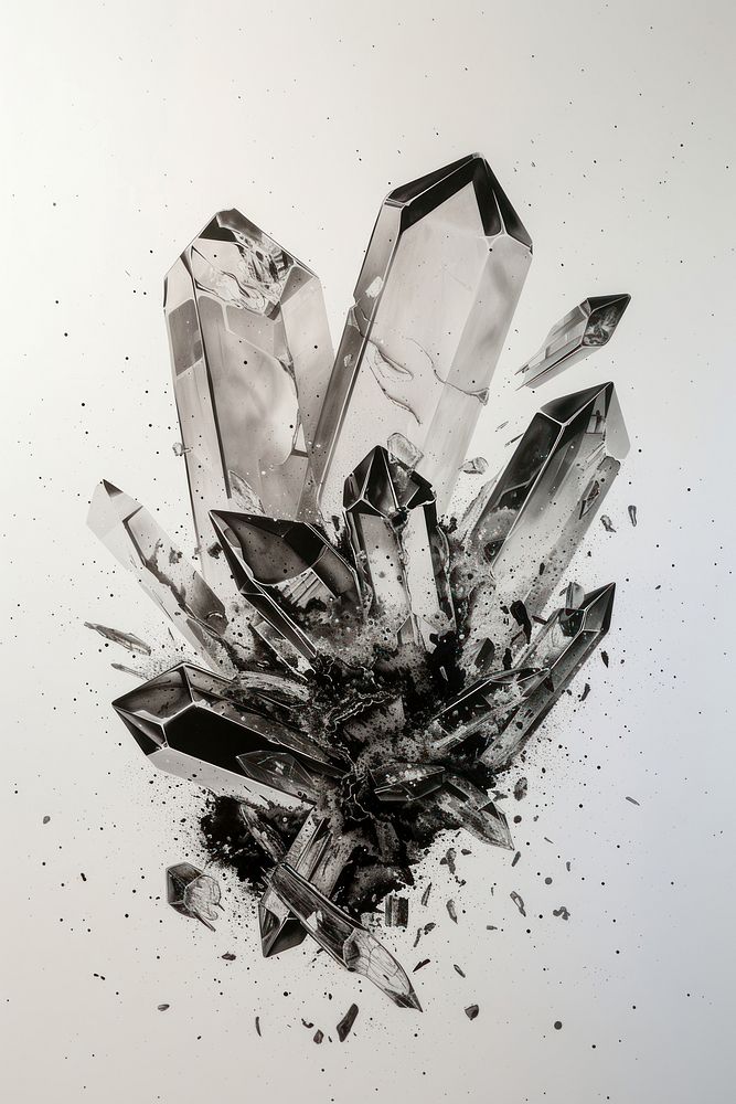 A broken crystal mineral drawing quartz.
