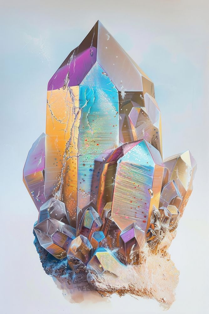 Iridescent crystal mineral quartz .