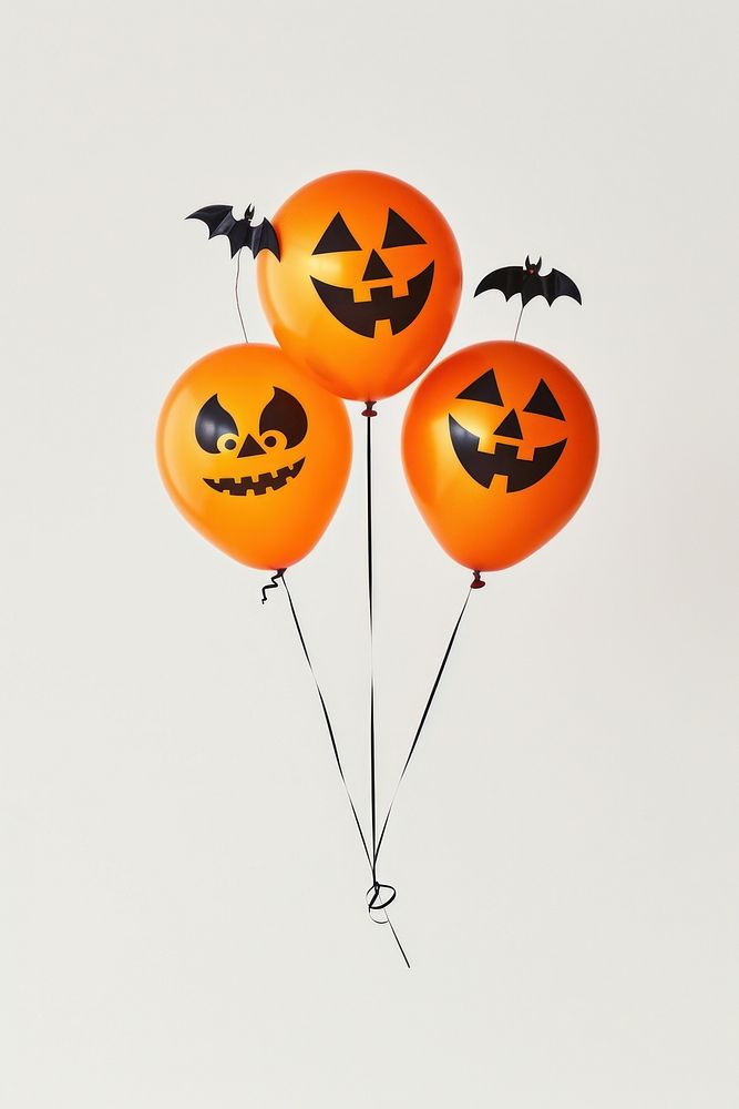 Halloween balloons jack-o'-lantern anthropomorphic representation.