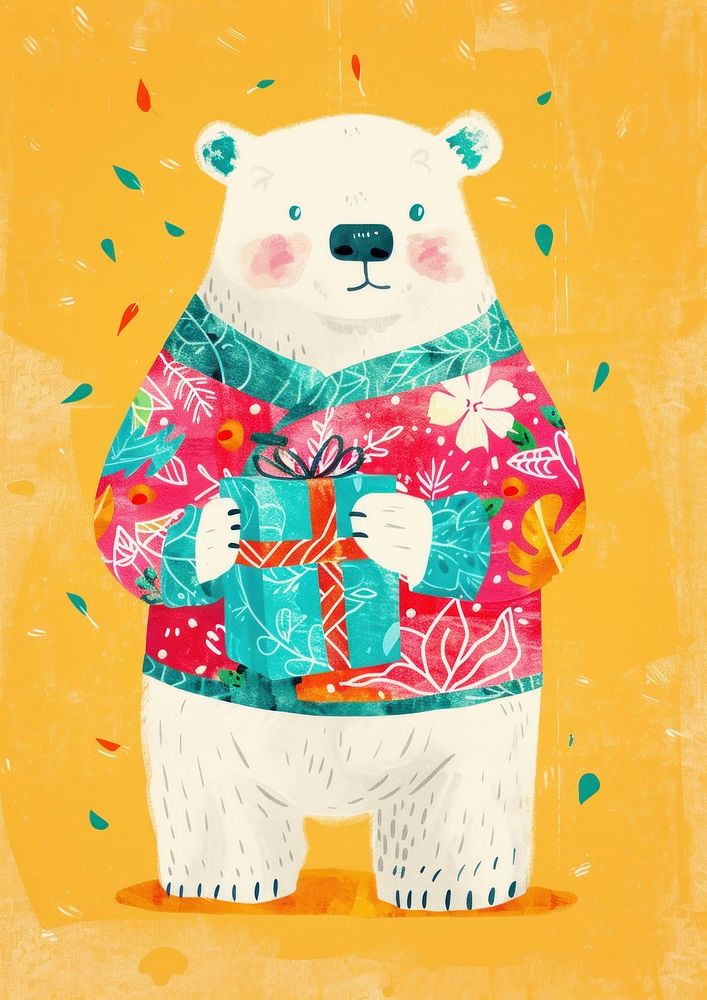 A Happy polar bear celebrating chinese new year wearing chinese suit art mammal cute.