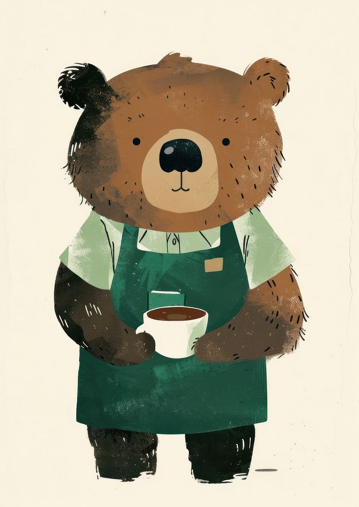 A bear in person character mammal coffee cute.