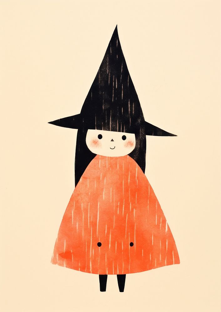 Cute witch with halloween art anthropomorphic representation.